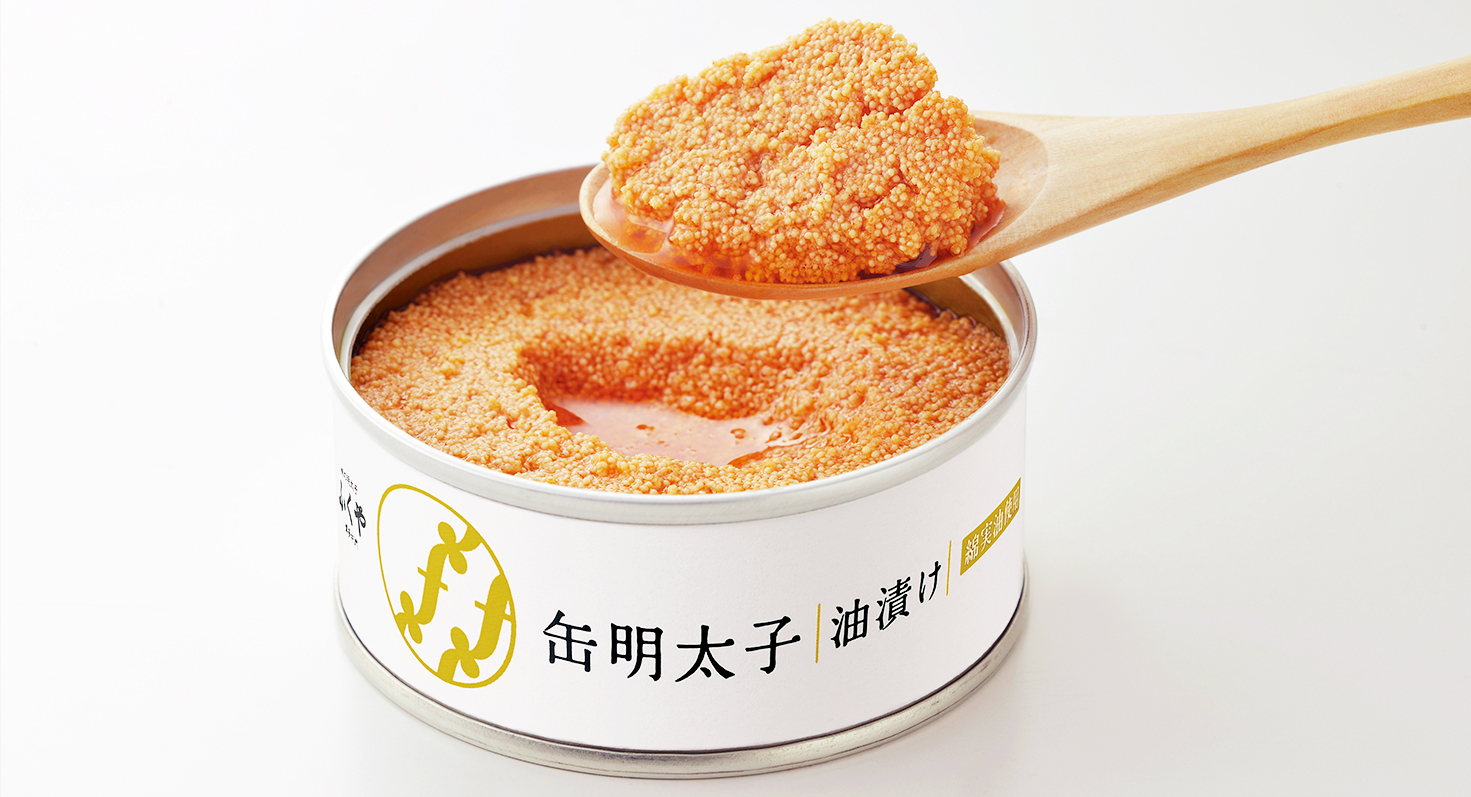明太子の新しいカタチ 日本初の明太子油漬け缶詰 缶明太子 綿実油使用