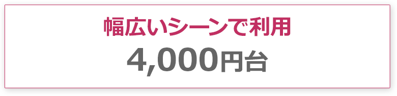 幅広いシーンで利用4,000円台