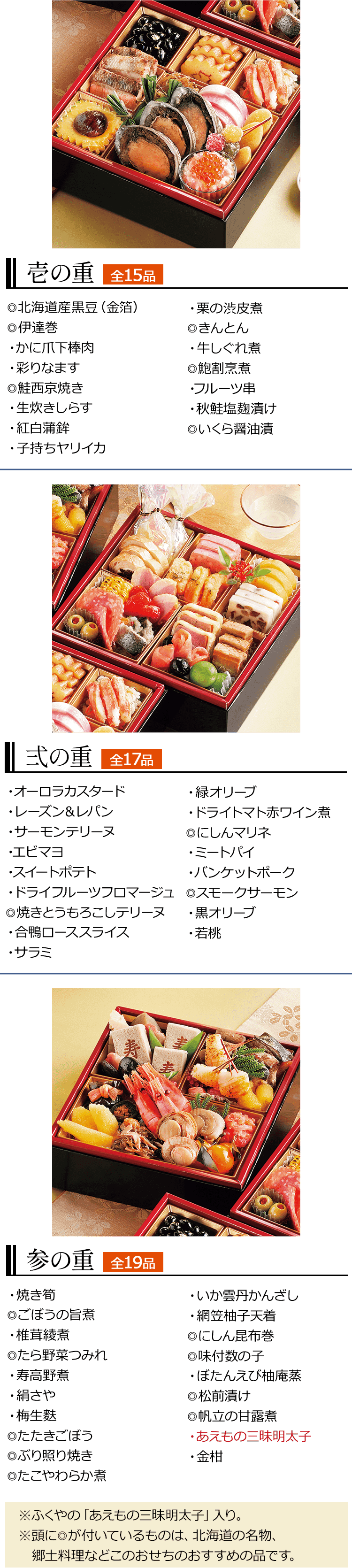壱の重全15品弍の重全17品参の重全19品