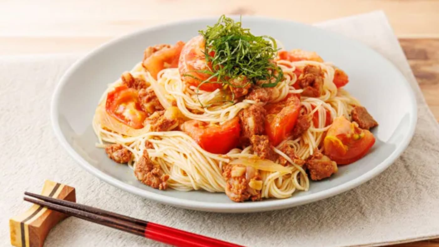 トマト入りそうめんチャンプルー