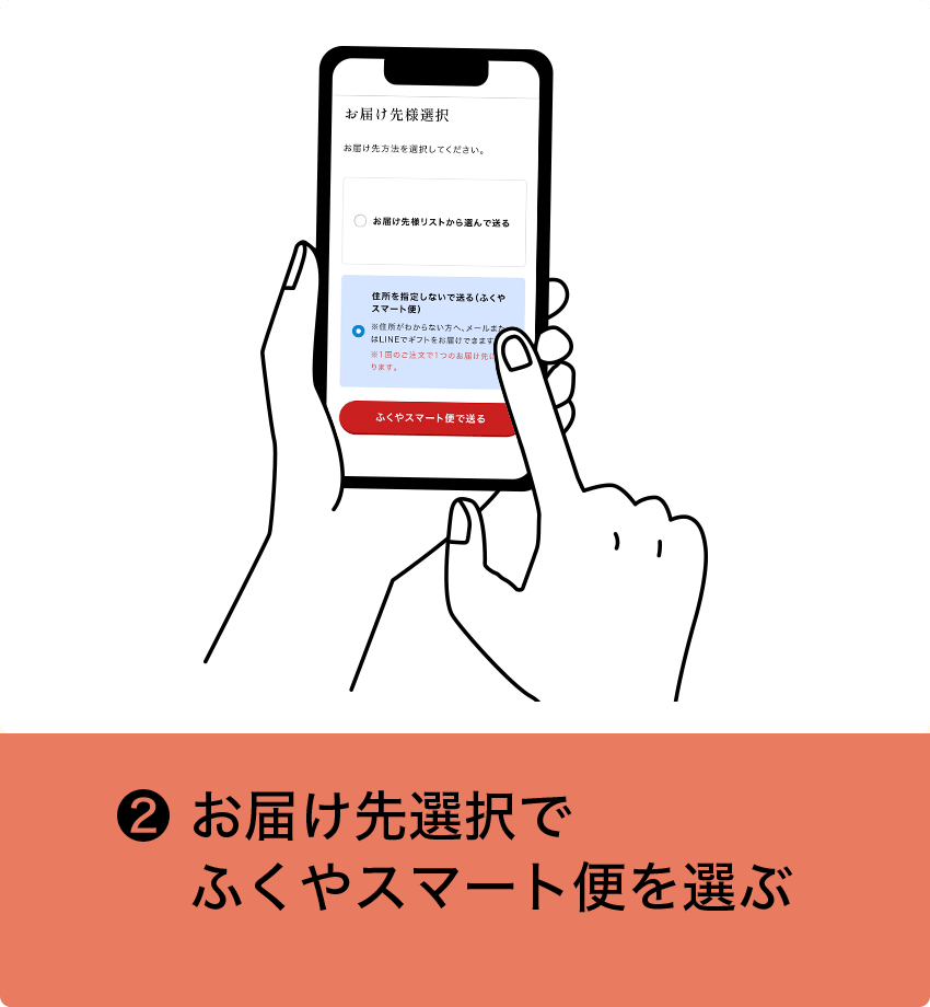 お届け先選択でふくやスマート便を選ぶ