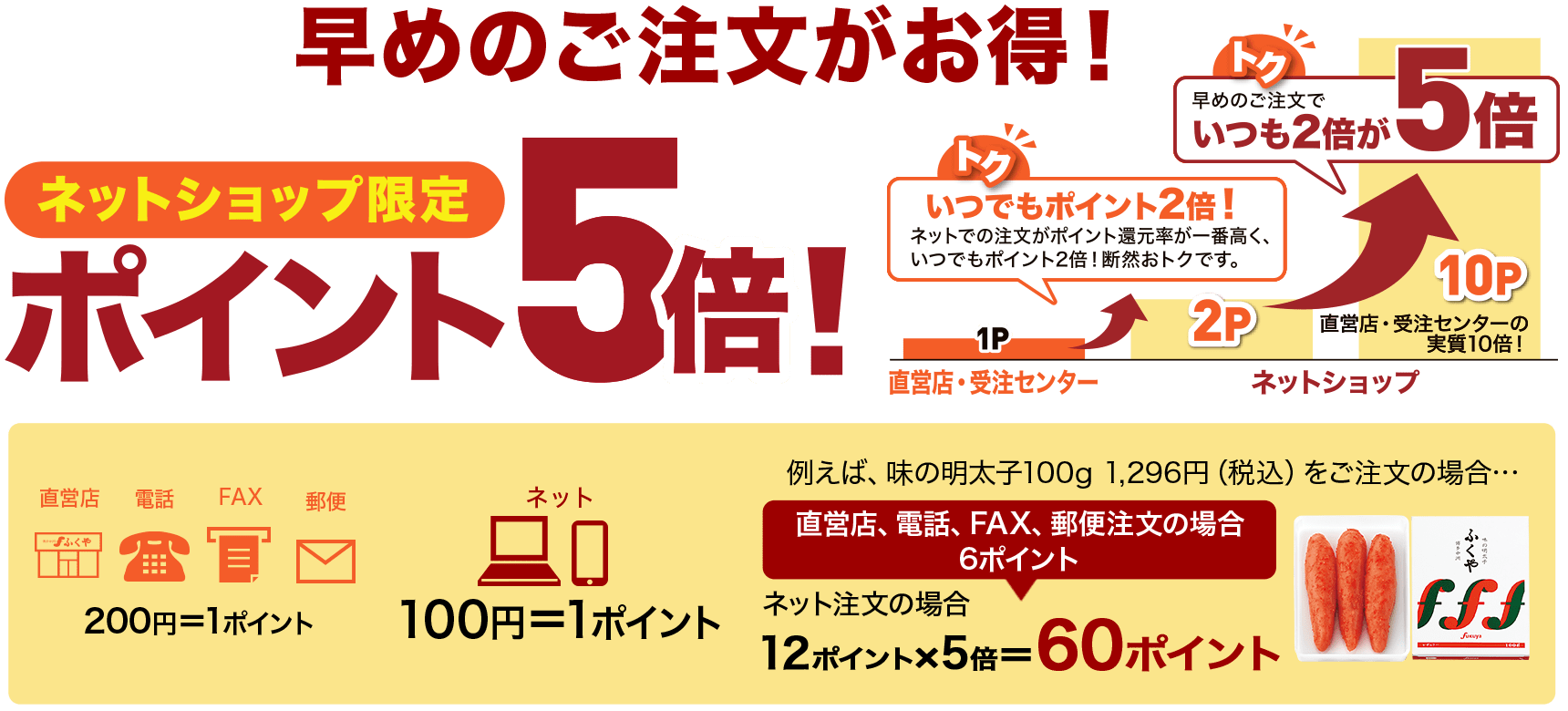 早めのご注文がお得!ネットショップ限定ポイント5倍!